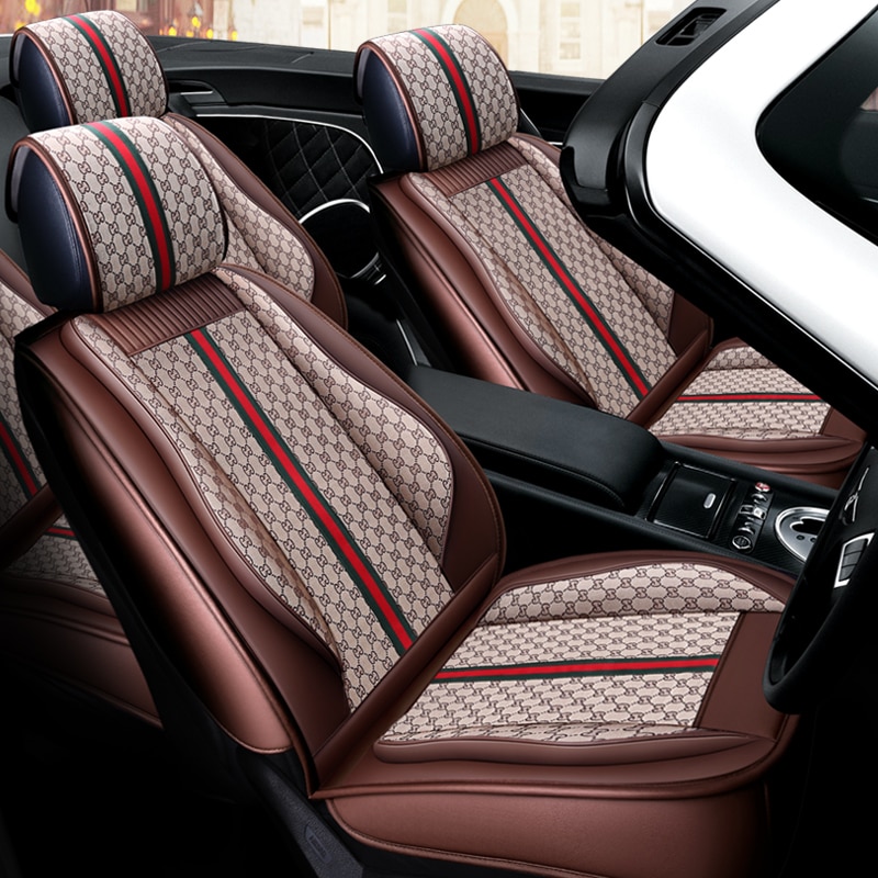 Full Coverage PU Leather car seat cover flax fiber auto seats covers