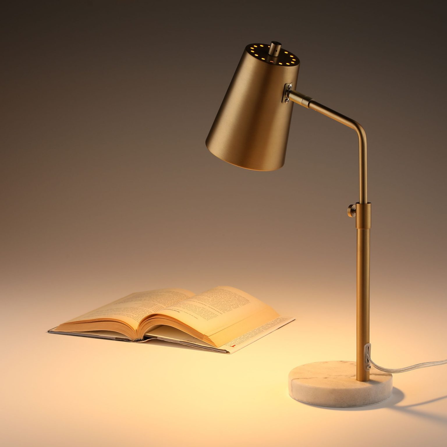 Gold Desk Lamp with LED Bulb Adjustable, Antique Brass Metal Table Lamp