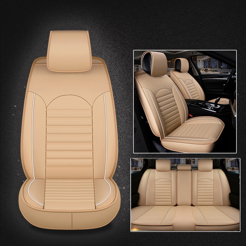 Waterproof Car Seat Cover 5 Seat Universal PU Leather Auto Front Back